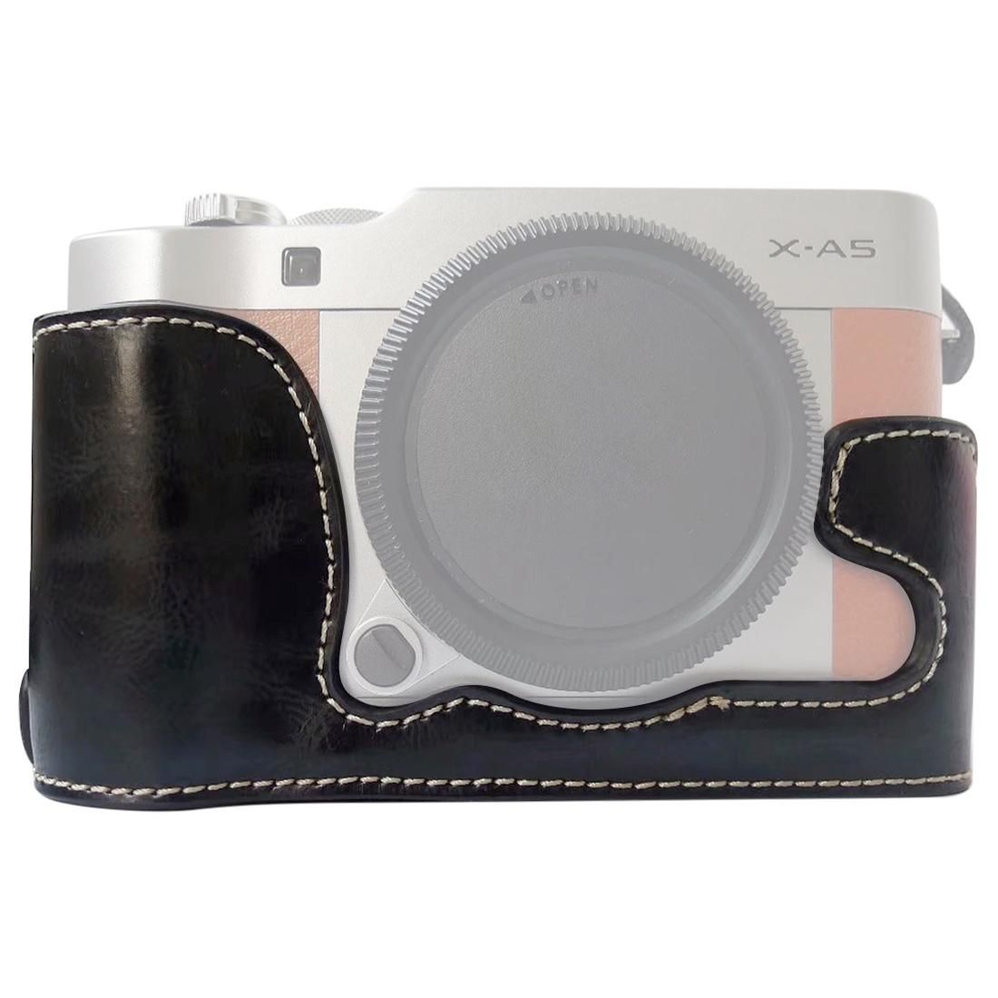 1/4 inch Thread PU Leather Camera Half Case Base for FUJIFILM X-A5 / X-A20 (Black)