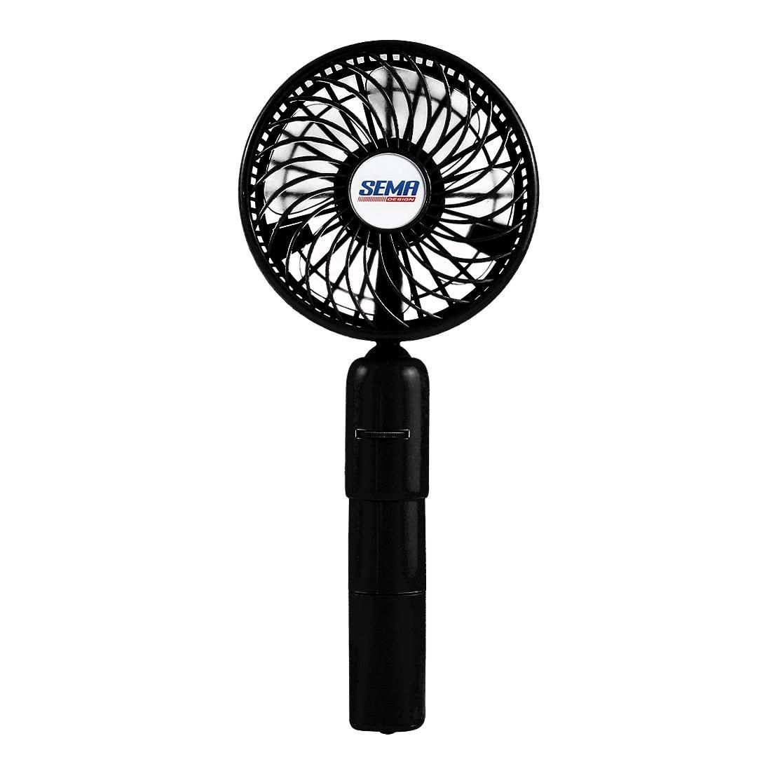 SEMA 360 Degree Rotate Handheld Rechargeable Mini Battery Fan with Charger Function & Lanyard (Pink)