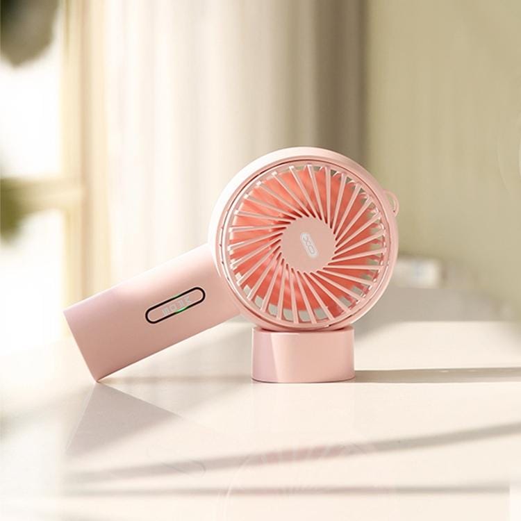 XO MF05 Multi-function Portable USB Charging Adjustable Angular Electric Handheld Fan, with 3 Speed Control (Pink)