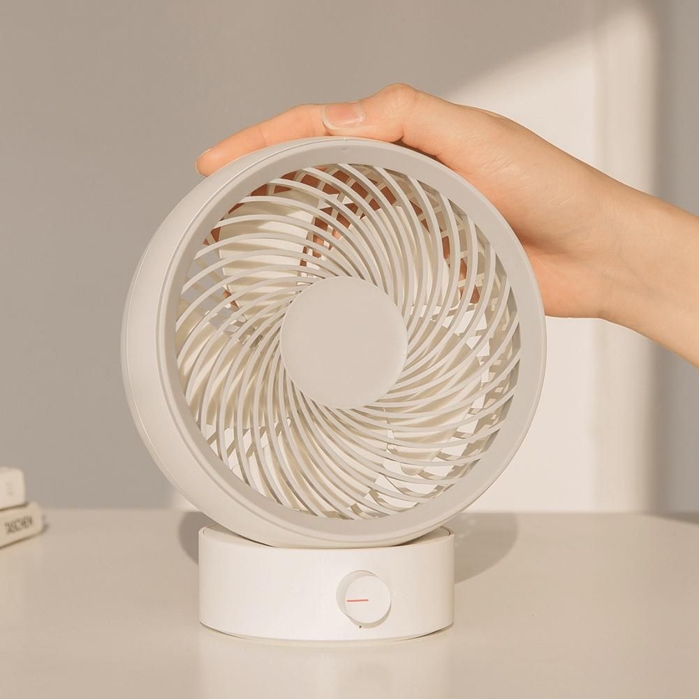USB Rechargeable Adjustable Wind Mini Air Circulation Round Mute Office Fan (White)