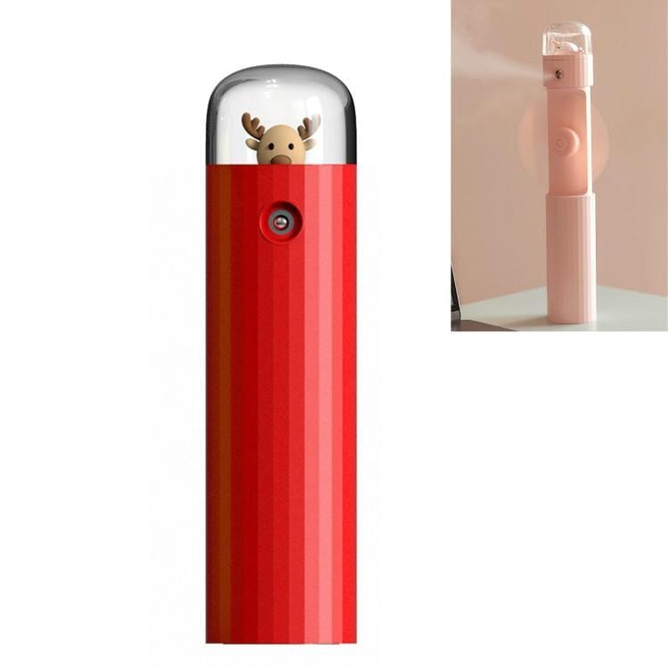 Telescopic Spray Fan Portable Handheld Mini Cartoon Fan (Red Deer)