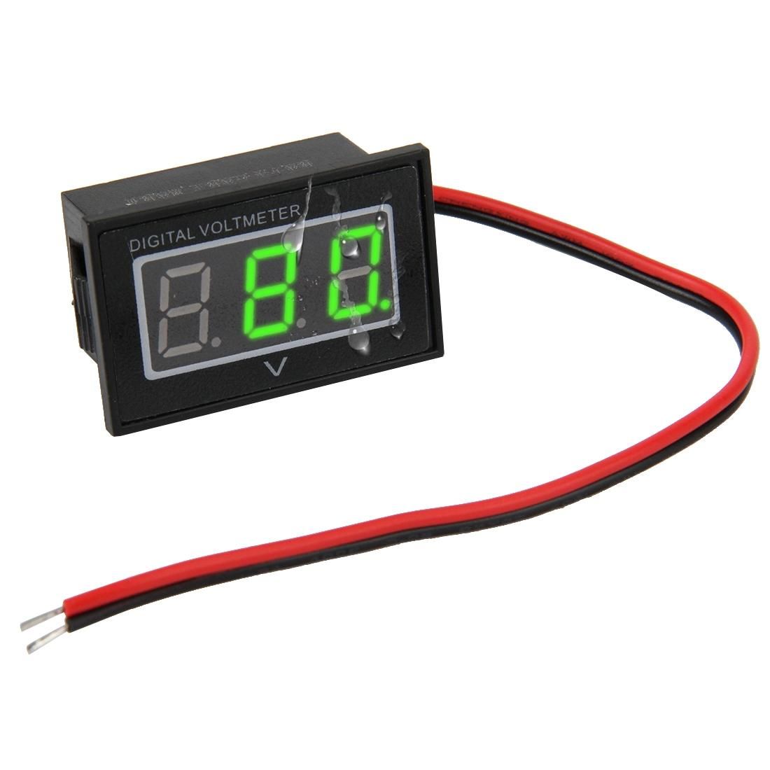 V40D 2 Wires Green Light Display Mini Waterproof IPX4 Digital Voltage Meter, Measure Voltage: DC 15-120V (Style1)