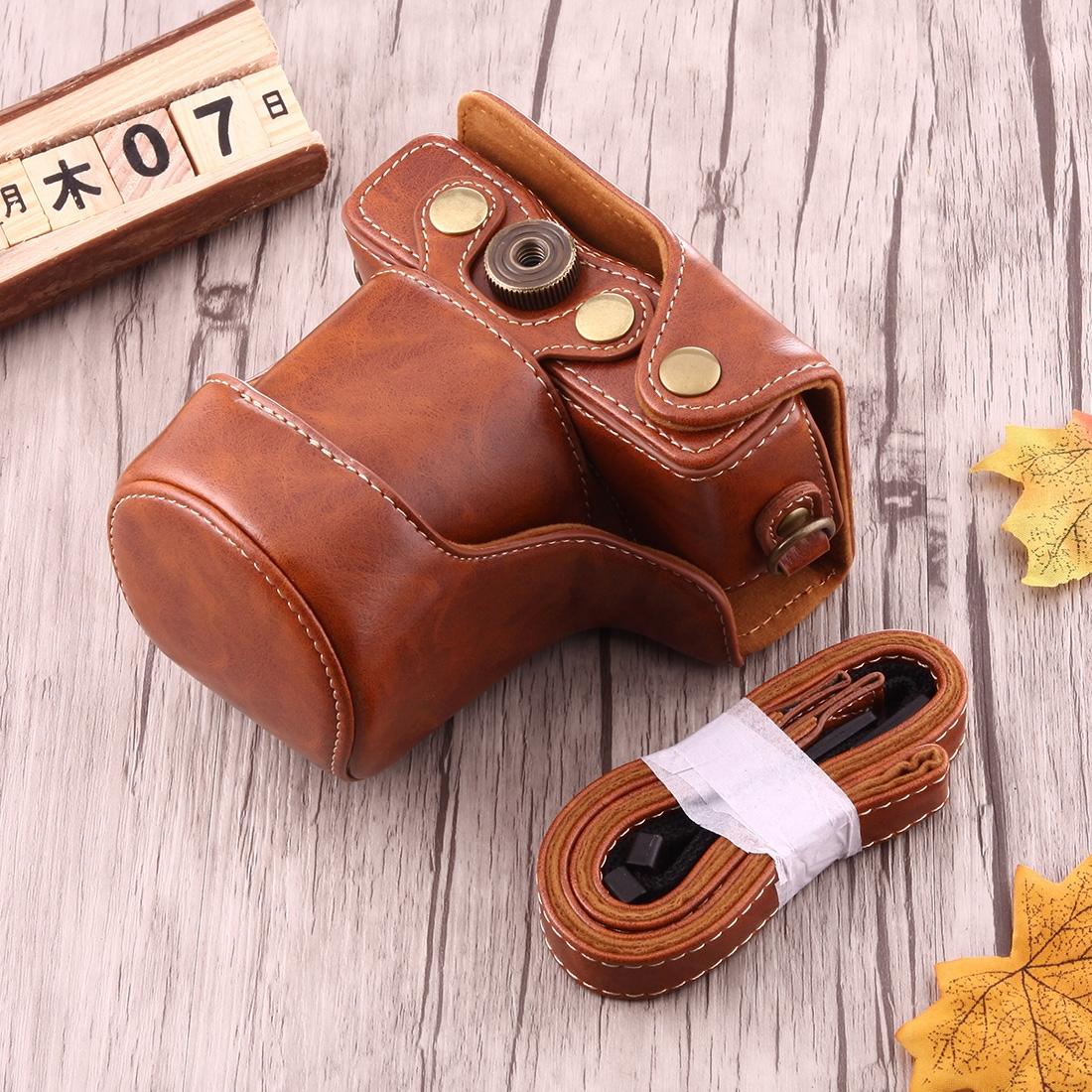 Full Body Camera PU Leather Case Bag with Strap for Canon EOS M10 (Brown)