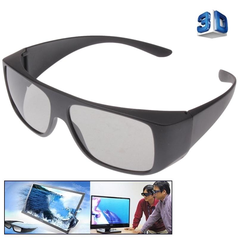 Reuseable 3D Plastic Frame Polarized Lens Shutter Glasses (Black)