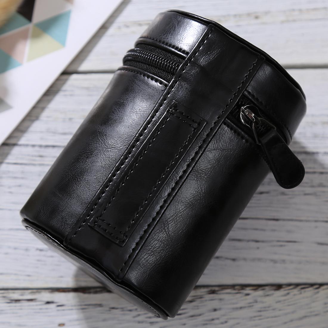 Medium Lens Case Zippered PU Leather Pouch Box for DSLR Camera Lens, Size: 13x9x9cm (Coffee)