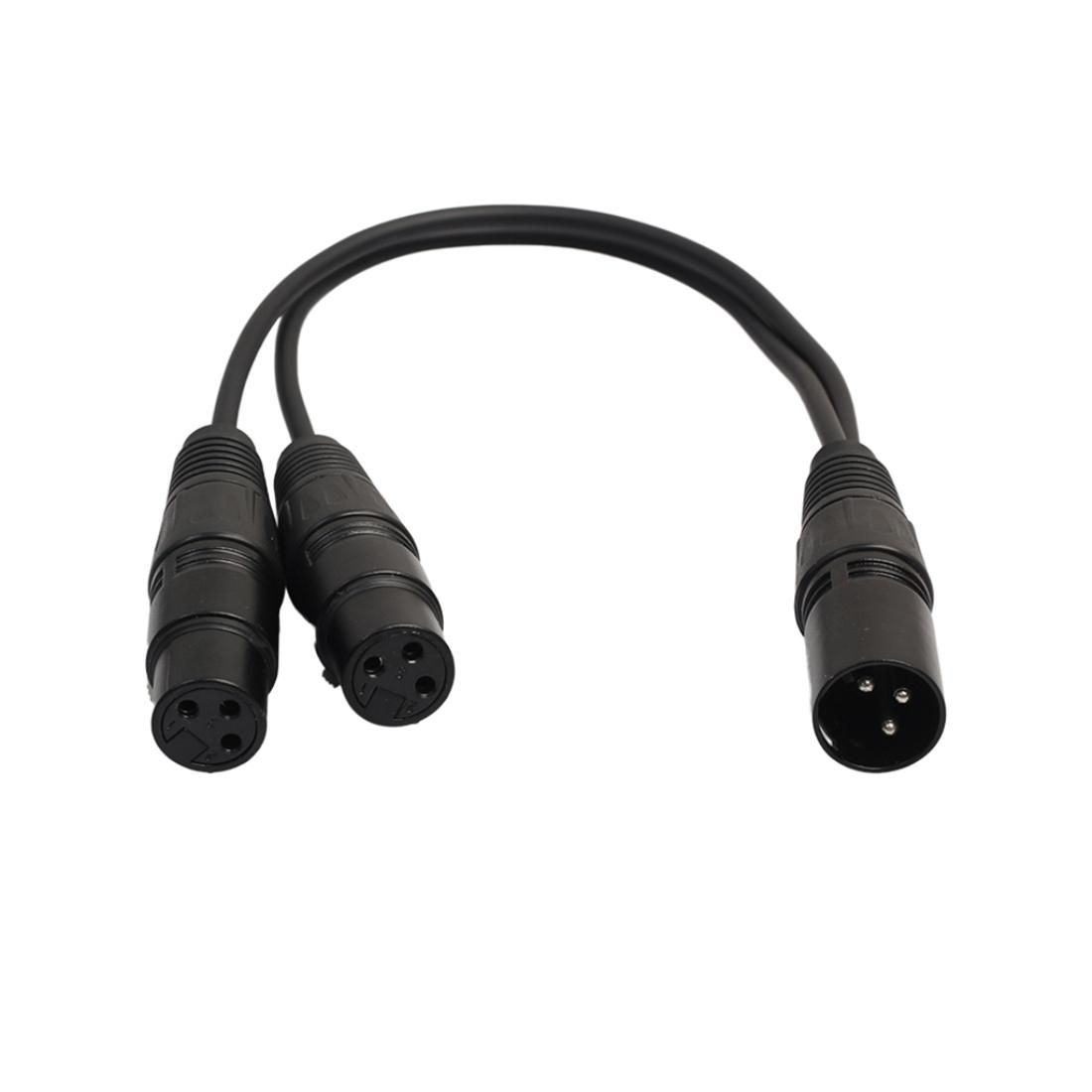 30cm 3 Pin XLR CANNON 1 Male to 2 Female Audio Connector Adapter Cable for Microphone / Audio Equipment (Black)