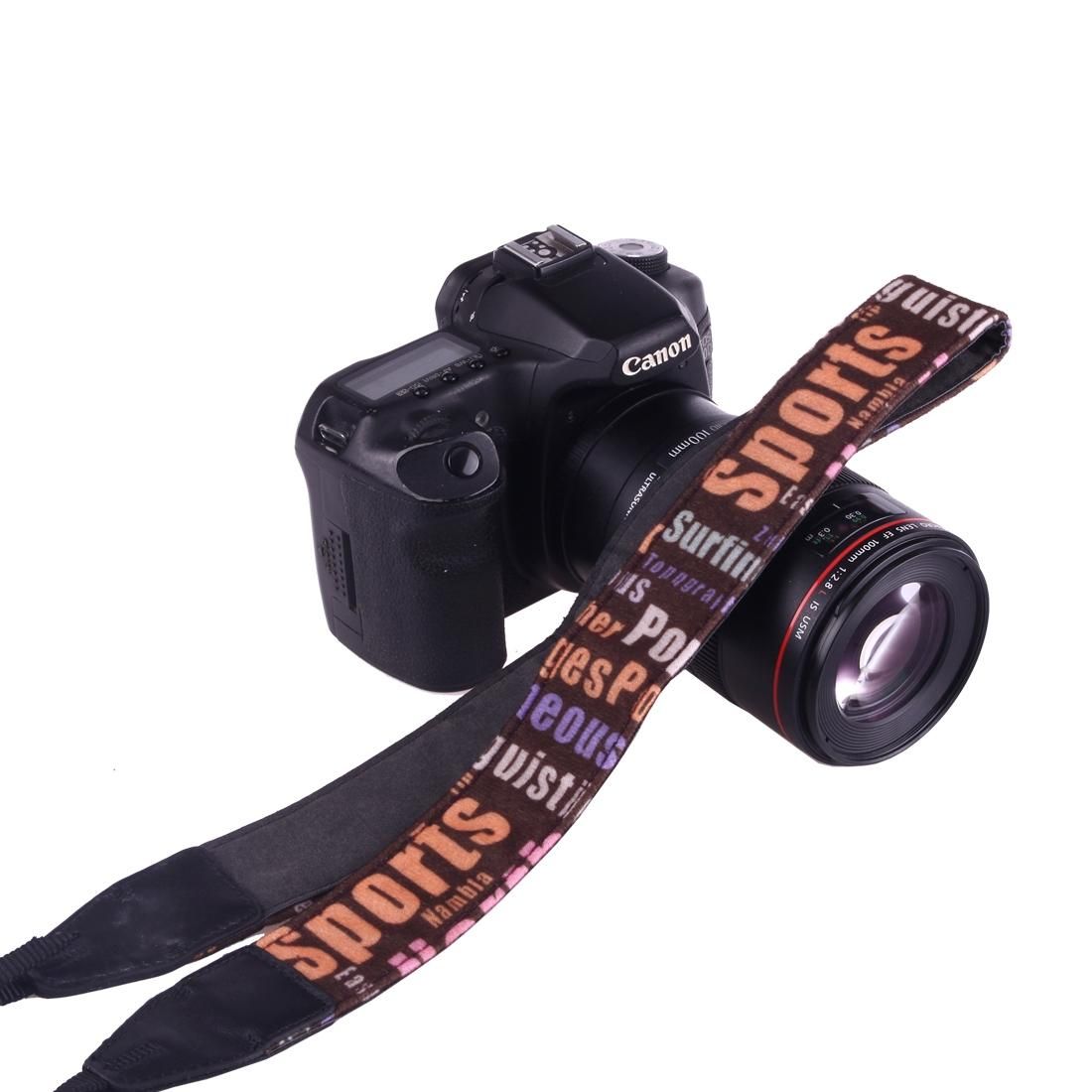 LYNCA LH-06 British Style Series Brown Background English Words Universal Genuine Leather Shoulder Neck Strap Camera Strap for Nikon / Canon / Sony / Panasonic / SLR DSLR ILDC (Style1)