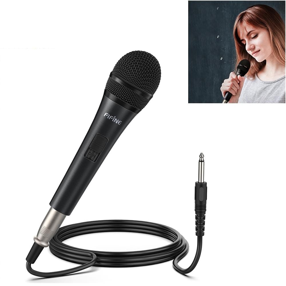FIFINE K6 Home KTV Handheld Cardioid Dynamic Wired Microphone, Cable Length: 4.5m (Black)