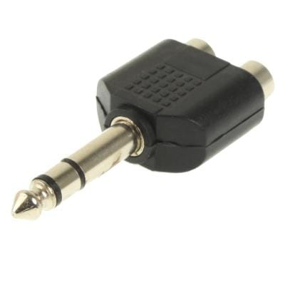 6.35mm Male to 2 RCA Stereo Headphone Jack Adapter (Black)