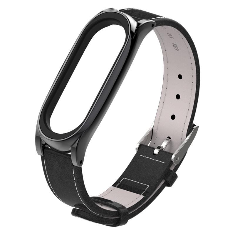 Mijobs Top-grain Leather Strap for Xiaomi Mi Band 3 & 4 & 5 Wrist Straps Screwless Magnetic Bracelet Smart Band Replace Accessories, Host not Included (Style2)