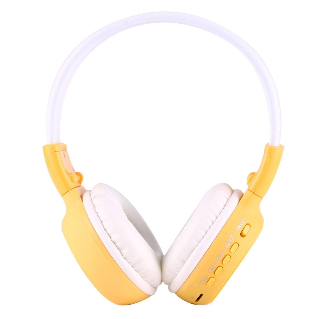 BS-N65 Headband Folding Stereo HiFi Wireless Headphone Headset with LCD Screen & TF Card Slot & LED Indicator Light & FM Function (Yellow)