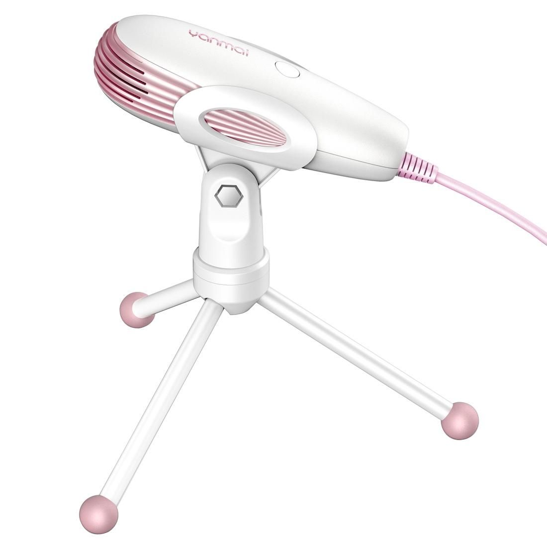 Yanmai SF500B Professional Condenser Sound Recording Microphone with Tripod Holder, Cable Length: 1.8m, Compatible with PC and Mac for Live Broadcast Show, KTV, etc. (Pink)