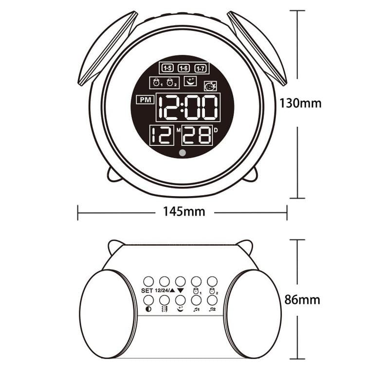Cartoon Animal Shape Bedside Lamp Music LED Alarm Clock (Blue)