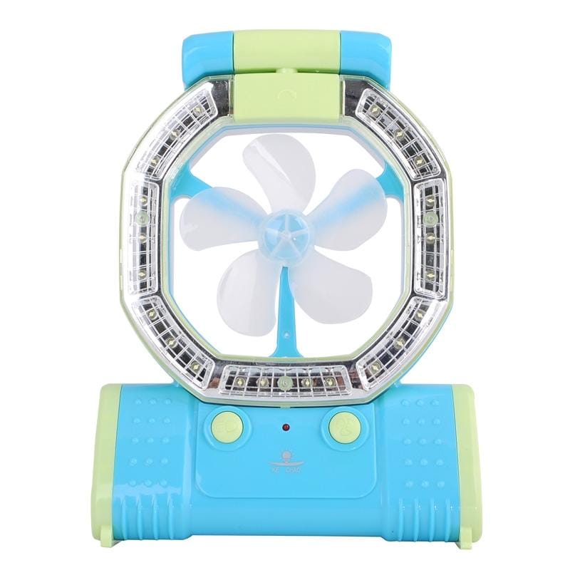 Multifunction Rechargeable 22-LED White Light Fan Lamp (Blue)