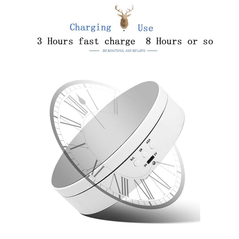 13.8cm Mirror Style USB Charging Smart 360 Degree Rotating Turntable Display Stand Video Shooting Props Turntable for Photography, Load 3kg (White)
