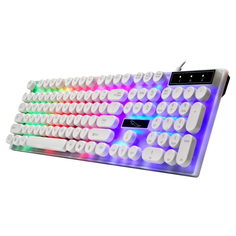 Chasing Leopard G21 USB 104-keys Waterproof Floating Round Punk Keycap Colorful Backlight Mechanical Feel Wired Keyboard, Length: 1.3m (White)