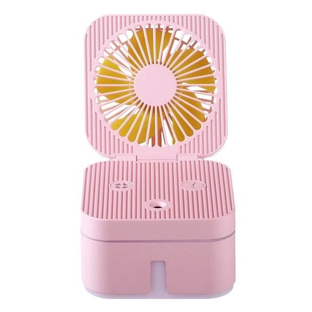 USB Small Fan Rubik Cube Humidifier (Pink)