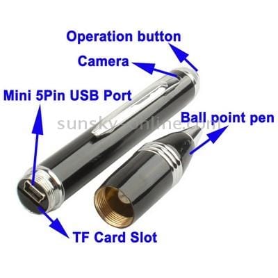 Pen Style DVR with Motion Detection function, Support TF Card, Recording resolution: 1280x960 pixels (Black)
