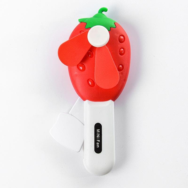 6 PCS Summer Cool Creative Hand-pressed Fan Mini Portable Student Hand-held Manual Fan (Strawberry)