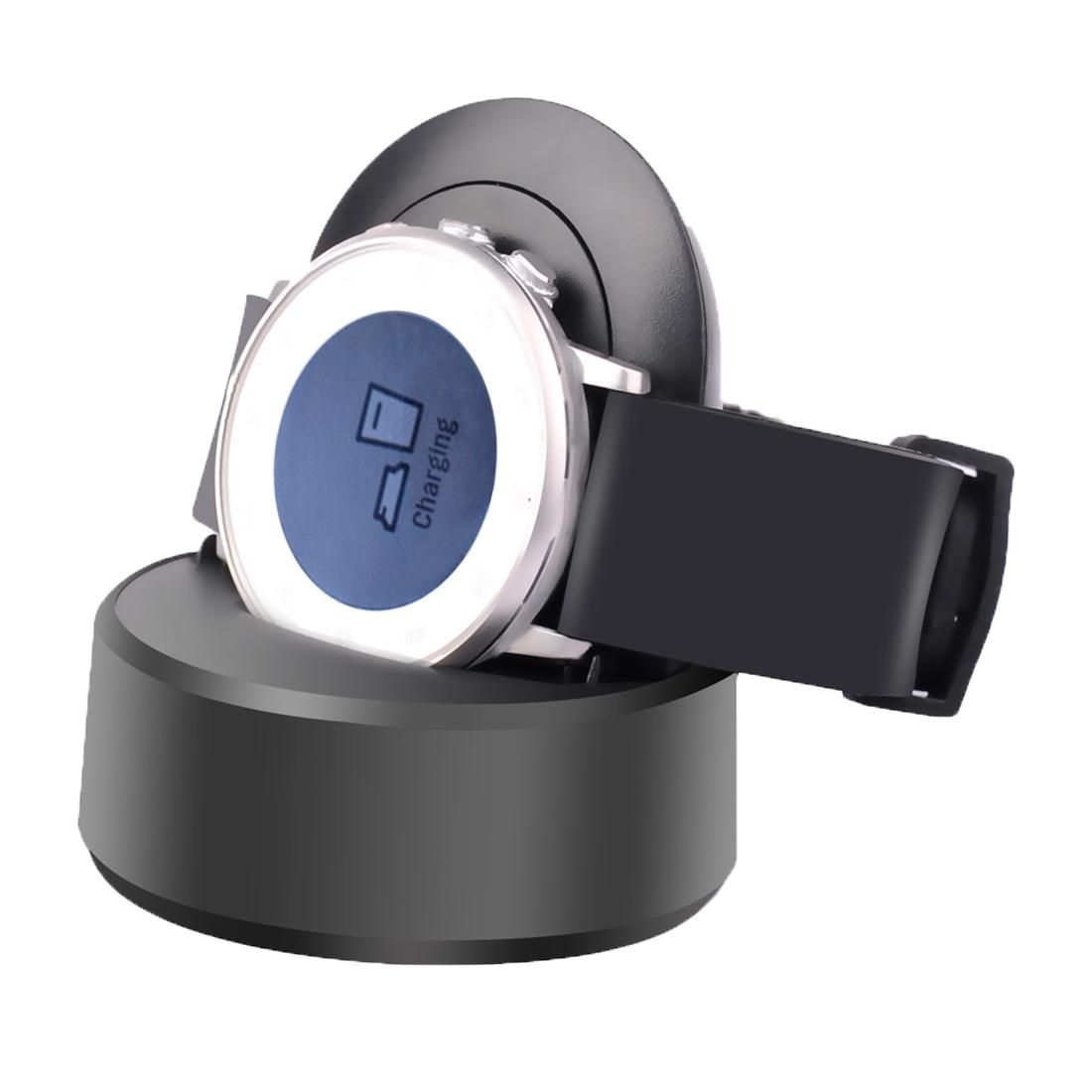 For Pebble Time Round CE / RoHS / FCC Certificated Charger Charging Dock Base Stand Holder with 1.2m Charging Cable (Black)