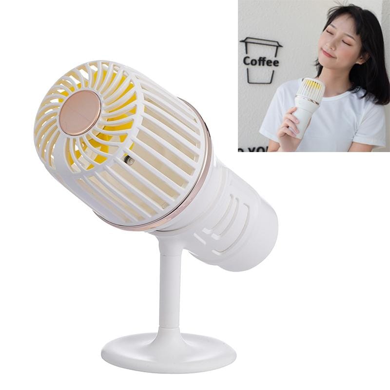 Simple Microphone USB Handheld Spray Moisturizing Fan (White)