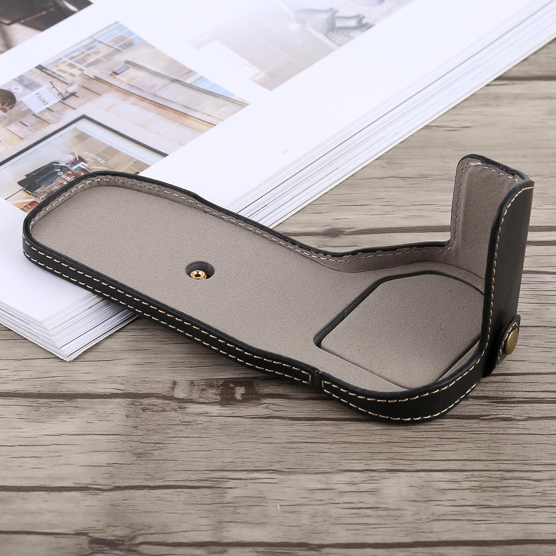 1/4 inch Thread PU Leather Camera Half Case Base for Canon EOS 6D / 6D Mark II (Black)