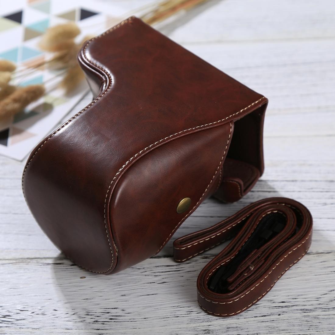 Full Body Camera PU Leather Case Bag with Strap for Sony ILCE-6500 / A6500 (Coffee)