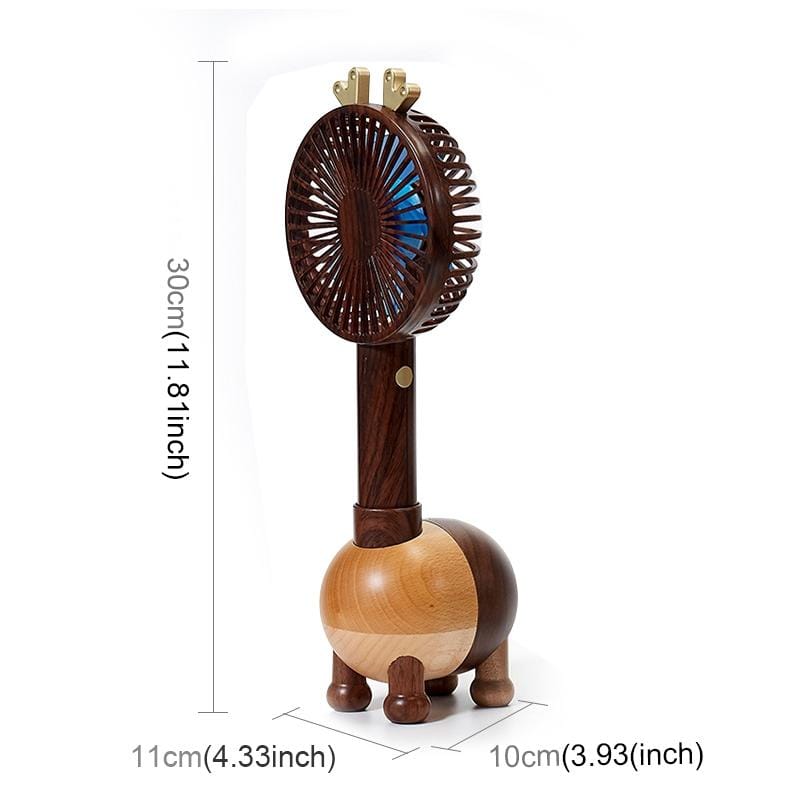 Wood Cartoon Deer Shape USB Rechargeable Portable Handheld Mini Electric Fan, Style:MF3