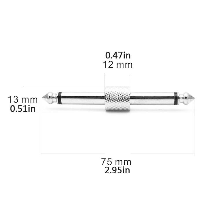 6.35mm 1/4 inch Male to Male Guitar Effect Pedal Connector Electric Pedal Board Adapter (Silver)