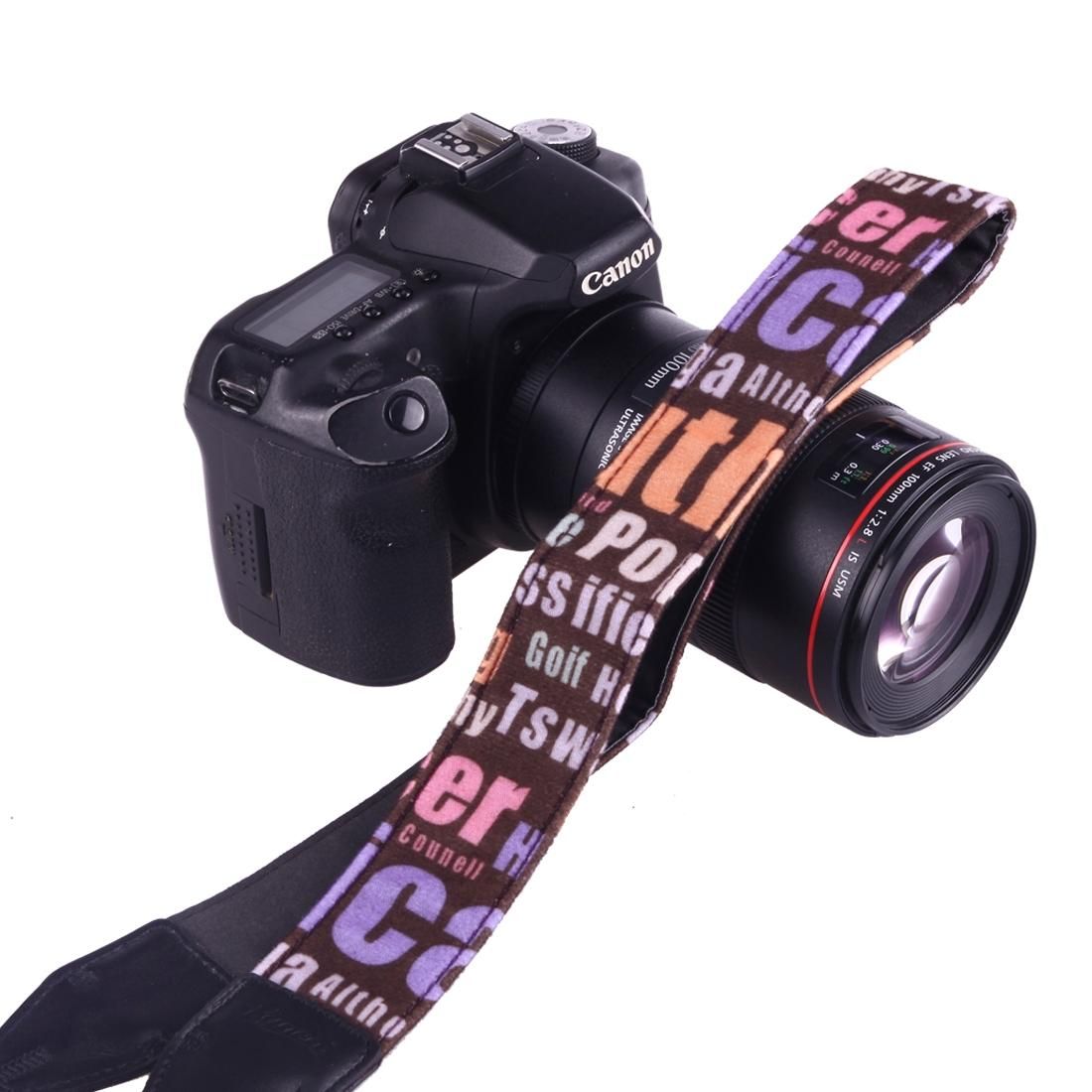 LYNCA LH-06 British Style Series Brown Background English Words Universal Genuine Leather Shoulder Neck Strap Camera Strap for Nikon / Canon / Sony / Panasonic / SLR DSLR ILDC (Style2)