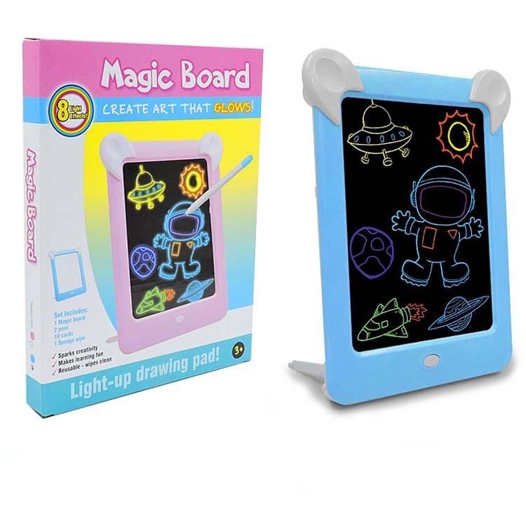 LED Luminous Drawing Board Electronic Fluorescent Writing Board Children Light Painting Message Board (Pink)