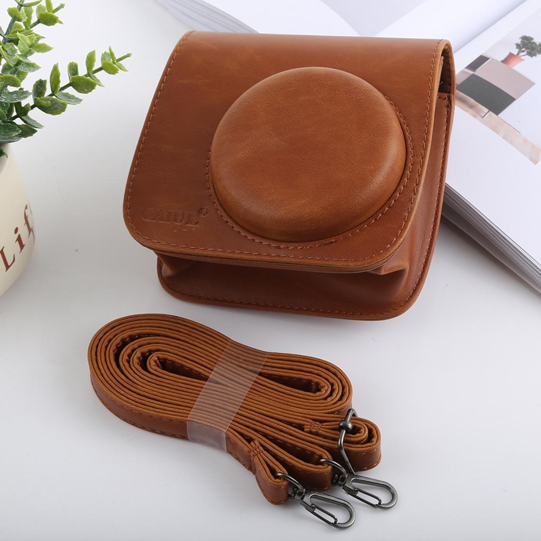Retro Style Full Body Camera PU Leather Case Bag with Strap for FUJIFILM instax mini 9 / mini 8+ / mini 8 (Brown)