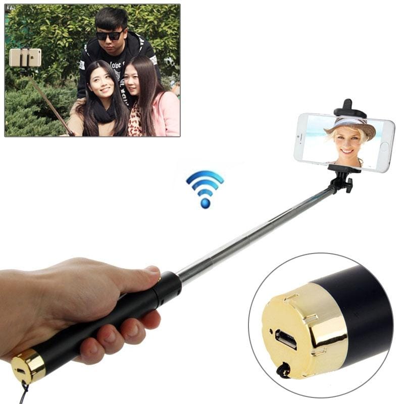 Adjustable Bluetooth Wireless Self-timer Handheld Monopod, For iPhone, Galaxy, Huawei, Xiaomi, LG, HTC and Other Smart Phones, Extended Length: 80cm, Folding Length: 17cm (Gold)