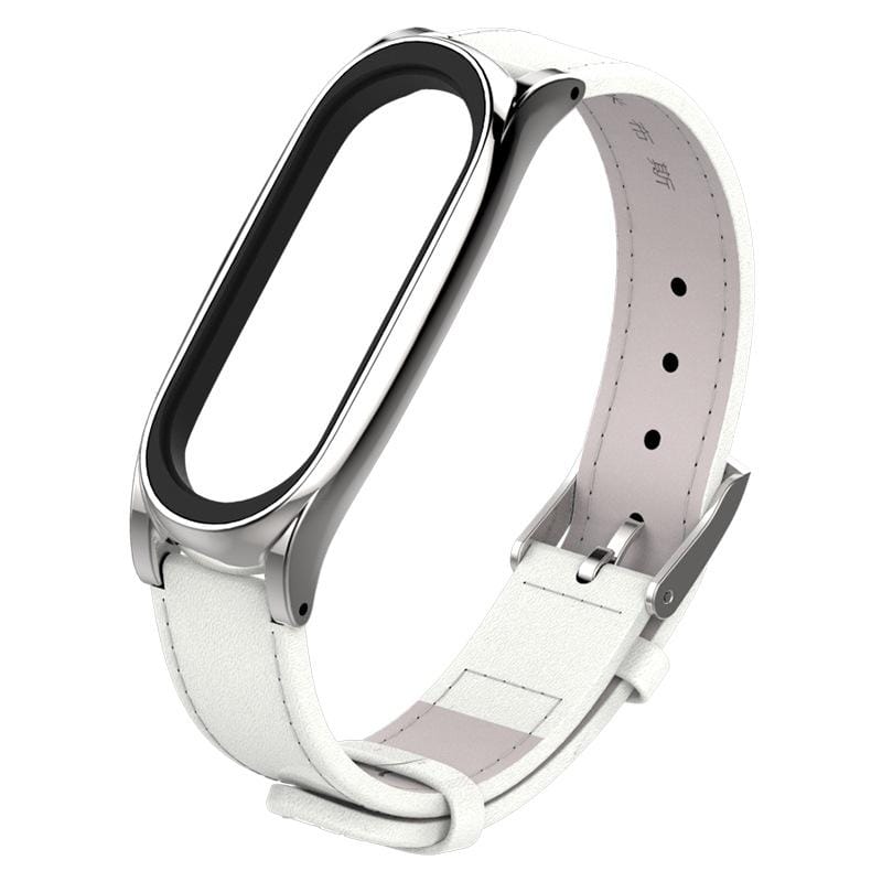 Mijobs Top-grain Leather Strap for Xiaomi Mi Band 3 & 4 & 5 Wrist Straps Screwless Magnetic Bracelet Smart Band Replace Accessories, Host not Included (Style1)
