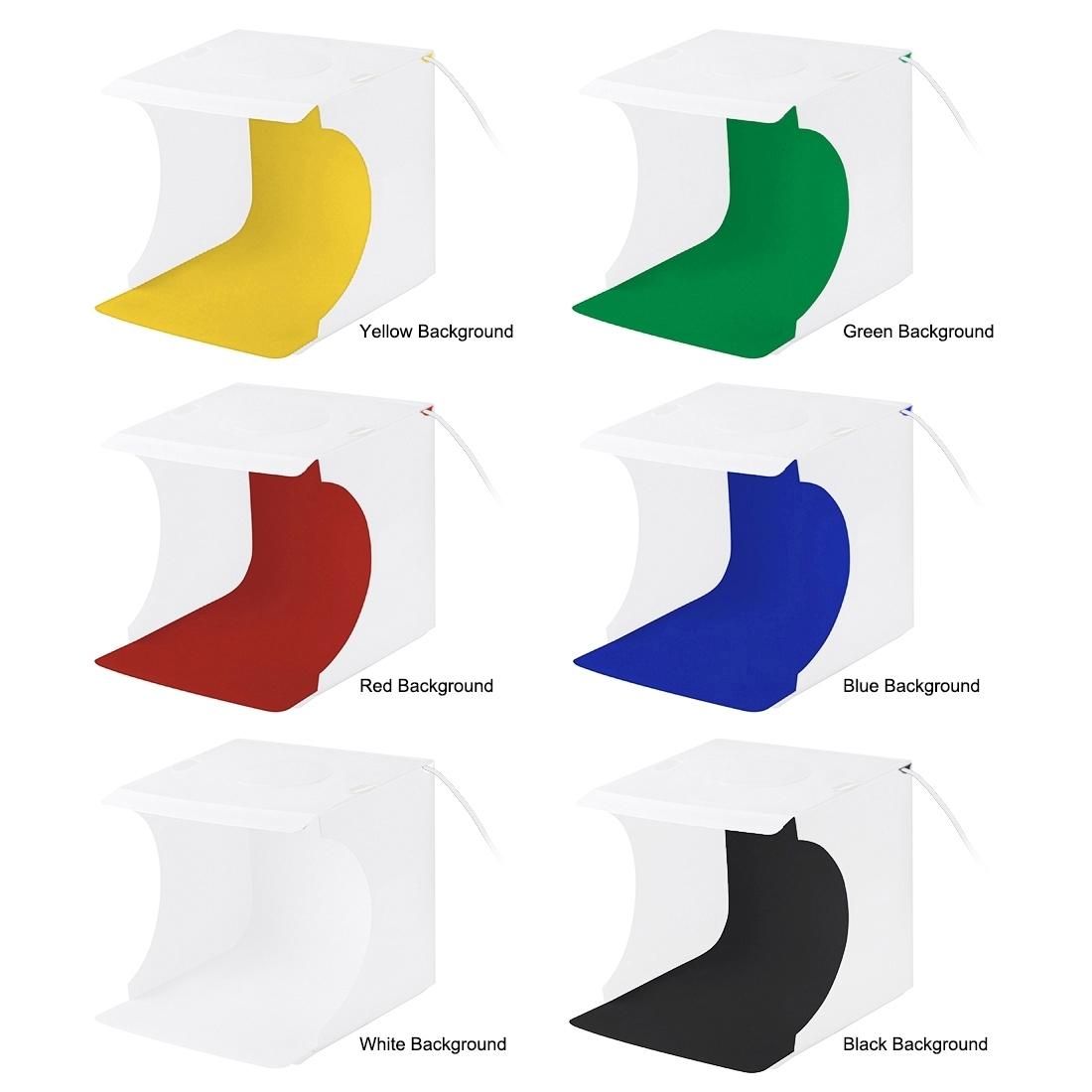 PULUZ 20cm Ring LED Panel Folding Portable Light Photo Lighting Studio Shooting Tent Box Kit with 6 Colors Backdrops , Unfold Size: 24cm x 23cm x 22cm