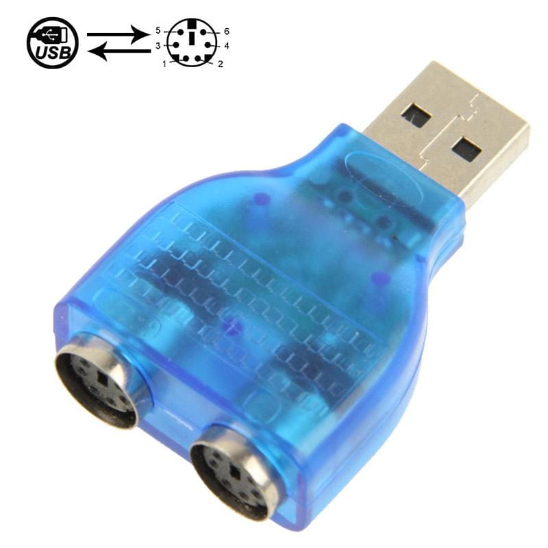 USB Male to PS/2 Female Adapter for Mouse / Keyboard (Blue)