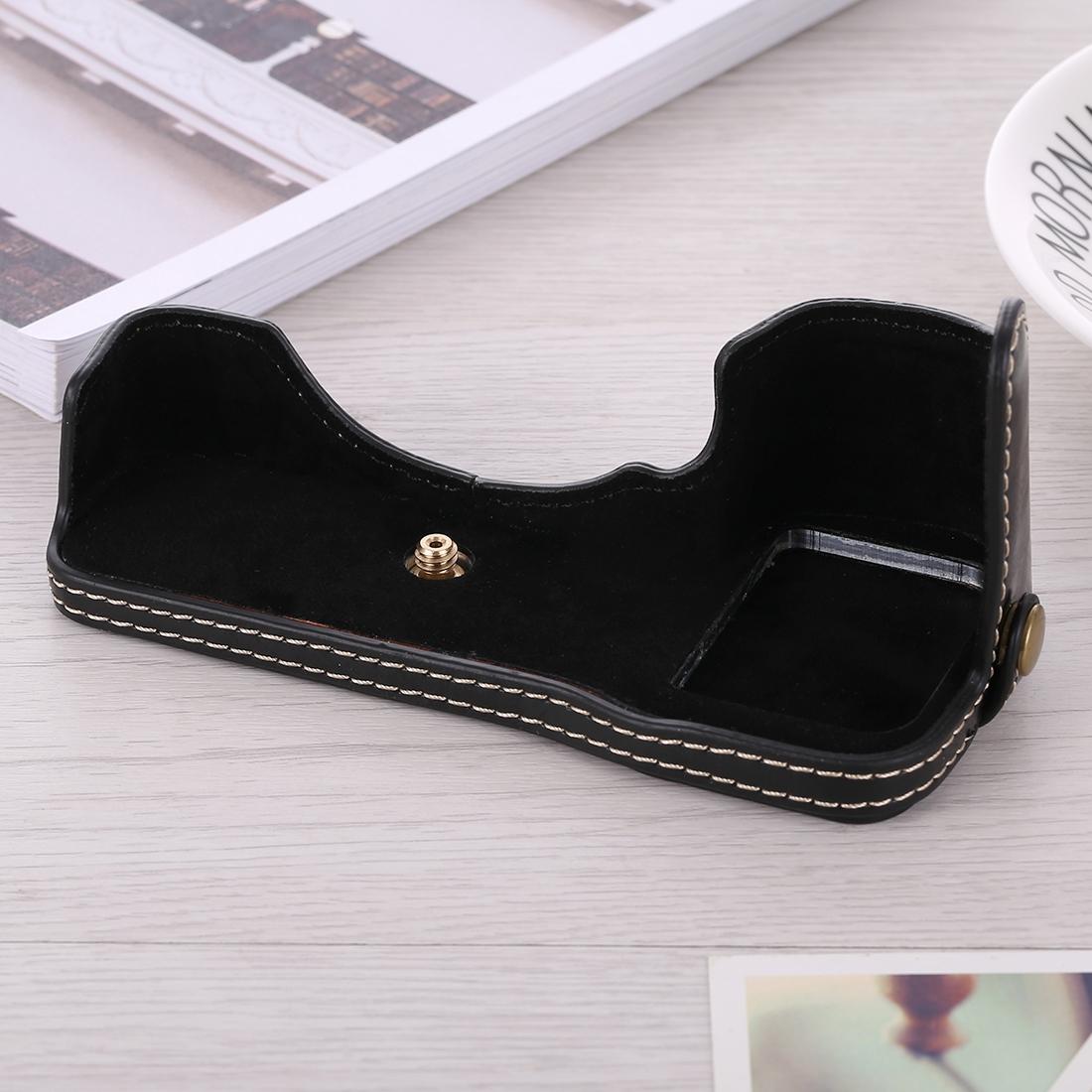 1/4 inch Thread PU Leather Camera Half Case Base for Sony ILCE-A9 / A9 / A7RIII (Black)
