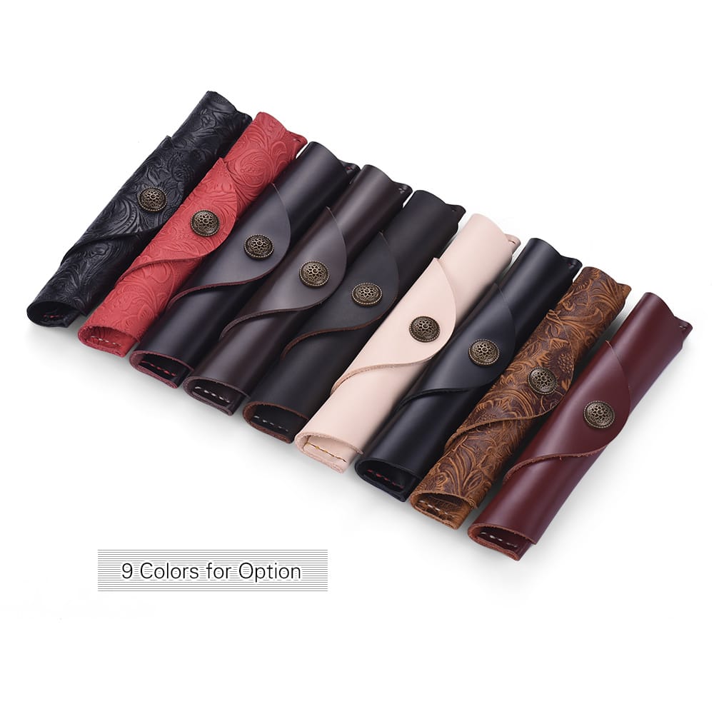 Antique Leather Pen Case Fountain Handmade Sleeve Bag Pouch - Brown