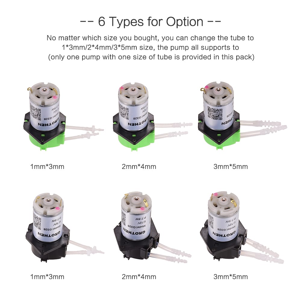 GROTHEN DC 12V Dosing Pump Peristaltic Pump Mini Water - 3mmX5mm