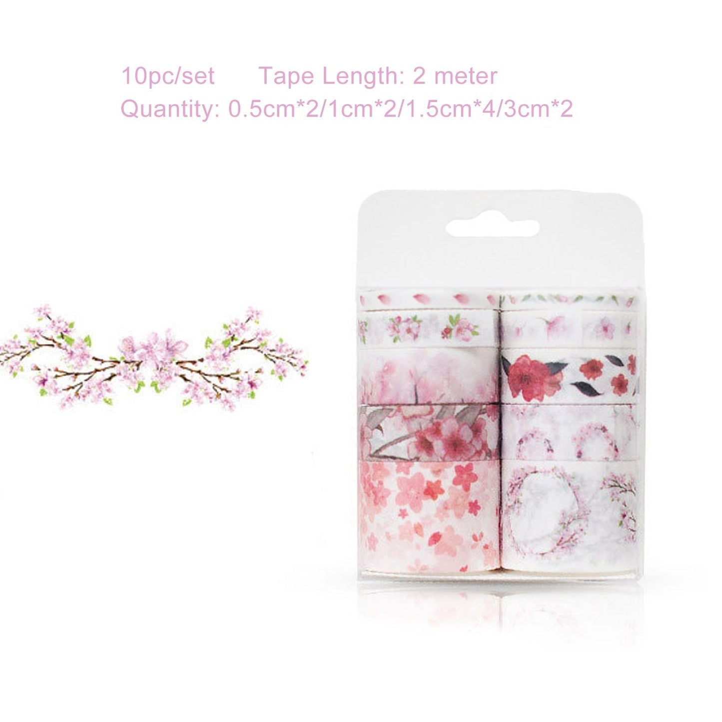 Washi Japanese Paper Tapes Scrapbooking Tape Rolls Colorful - 2m