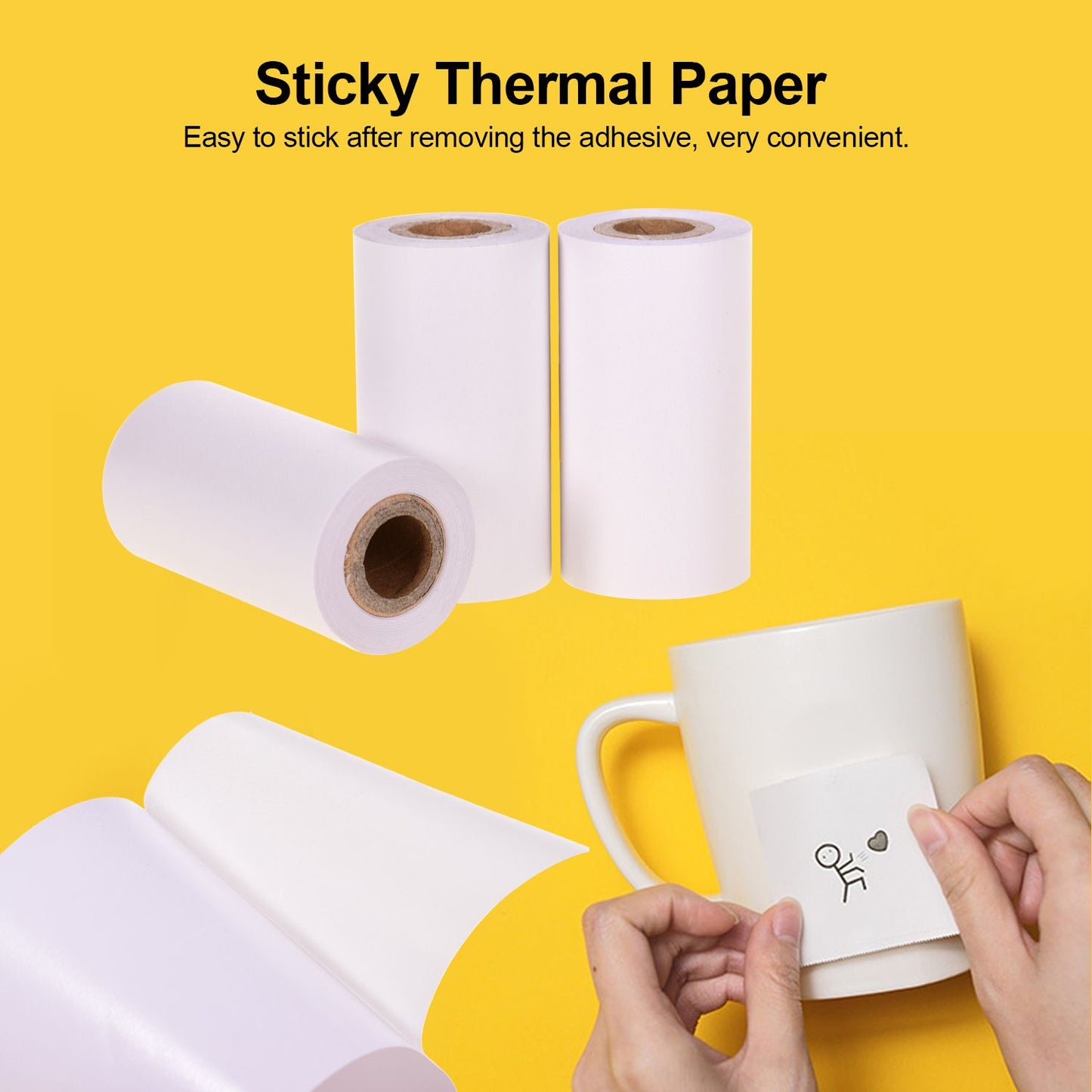 Poooli White Blank Sticky Thermal Paper Long-Lasting