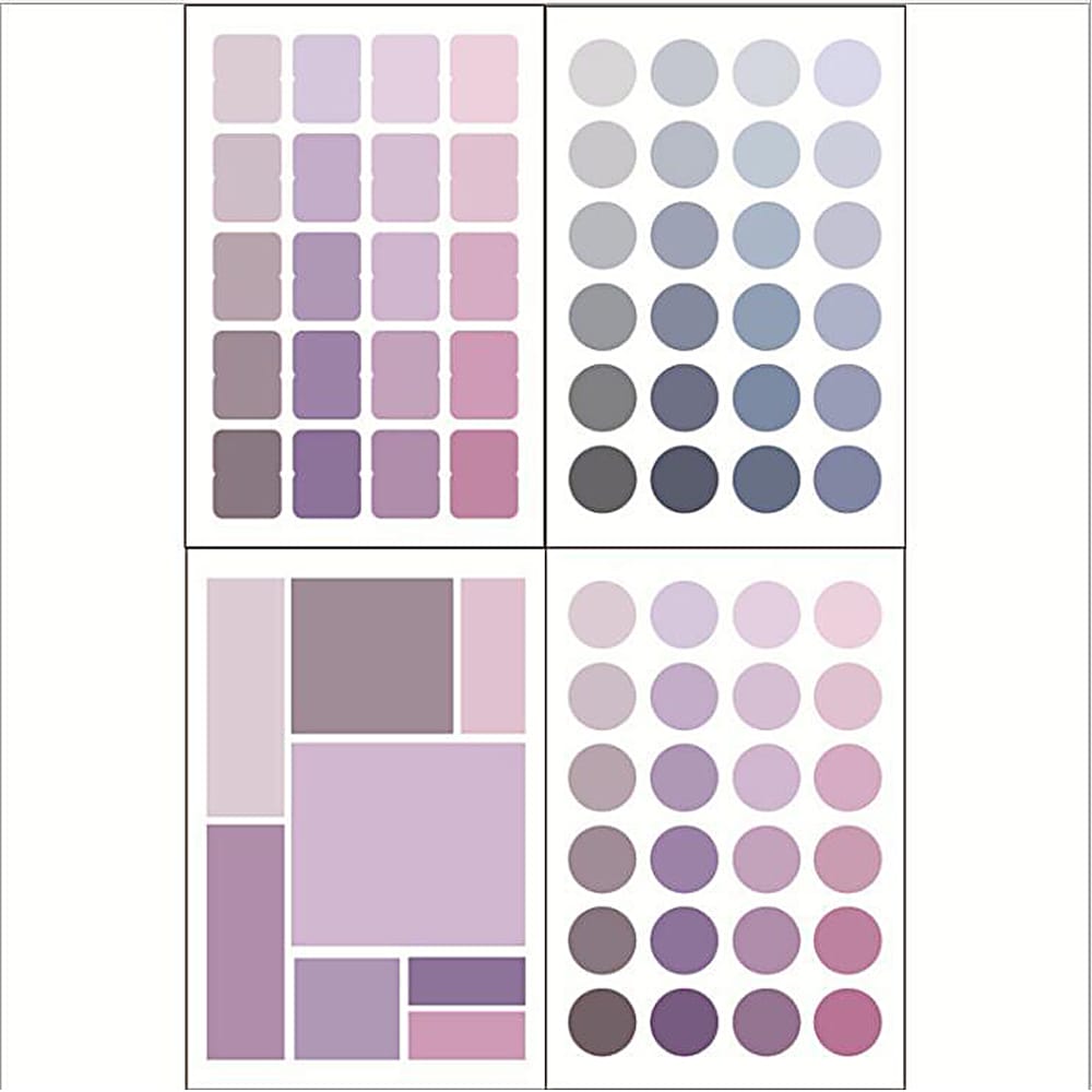 4 Sheets Color Labels Gradient Sticker Cute Stationery