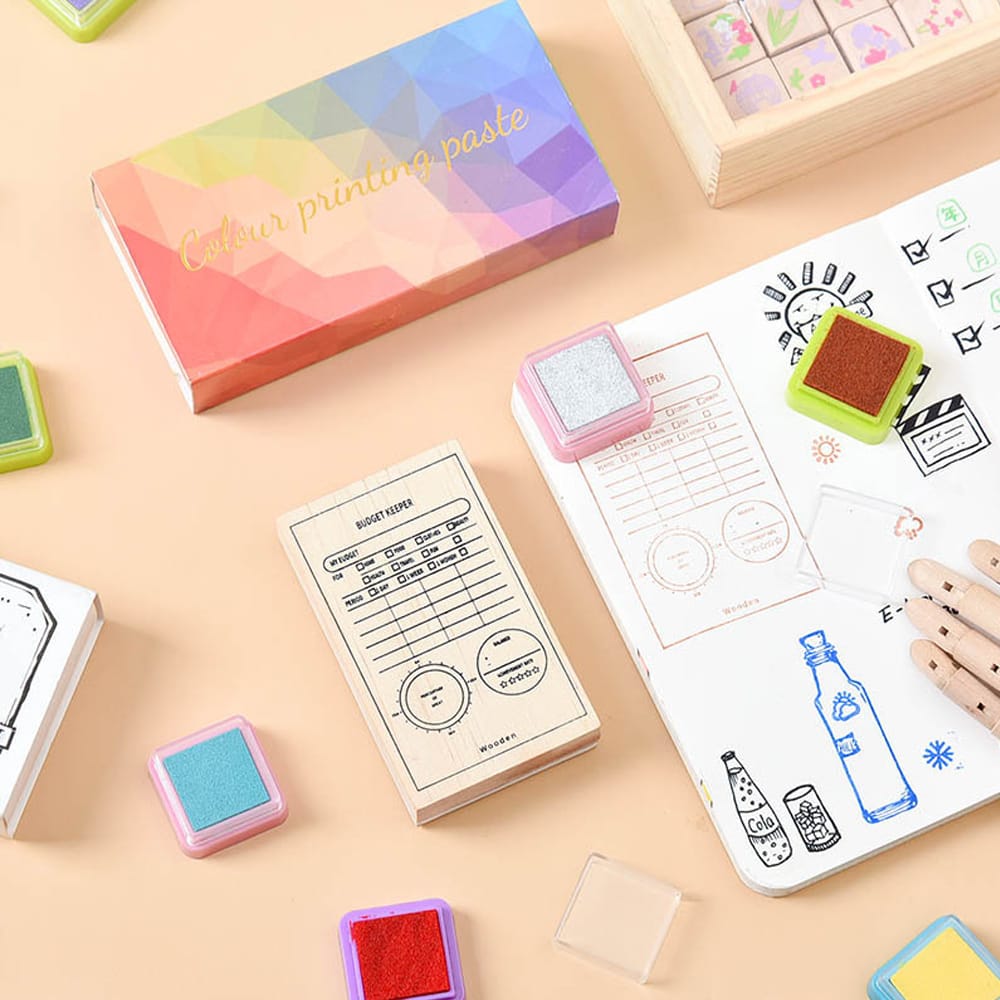 16 Colors Rainbow Ink Pad Finger Paint Cute Ink Pad for