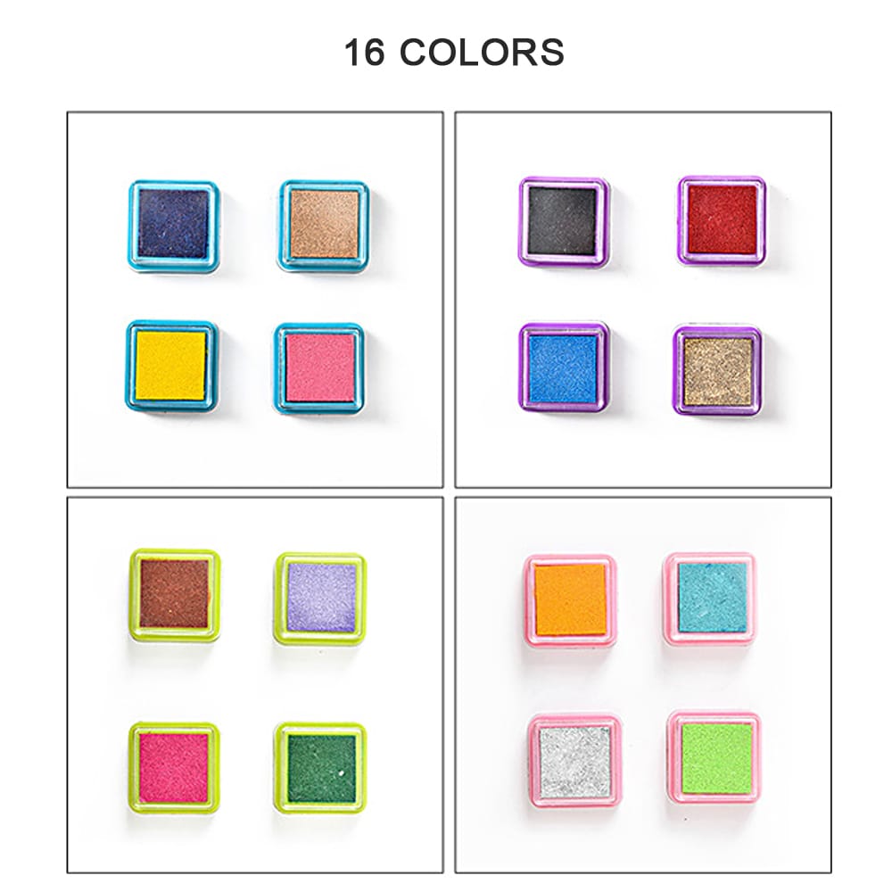 16 Colors Rainbow Ink Pad Finger Paint Cute Ink Pad for