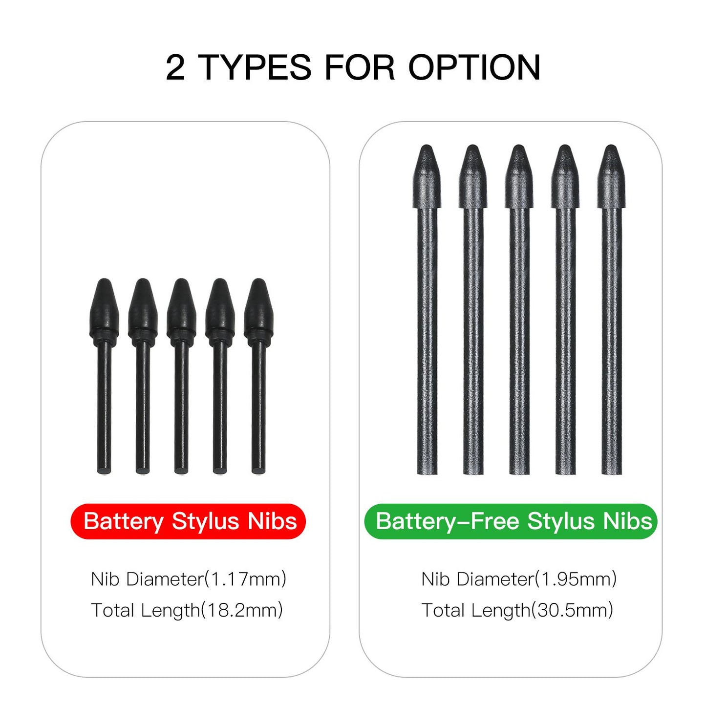 BOSTO 20pcs Replacement Nibs Pen Tips Compatible with All - Battery Stylus