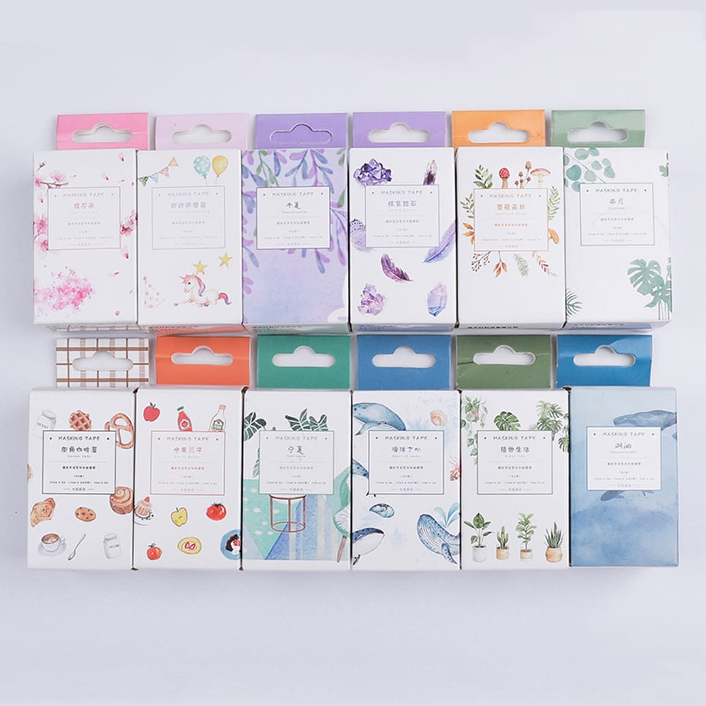 Washi Tape Set 4 Rolls 30mm 15mm 5mm Wide Decorative - Flower