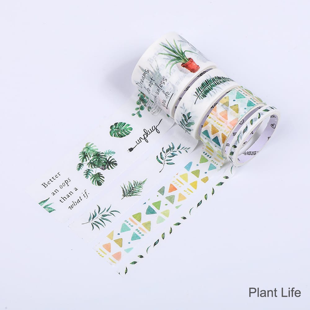 Washi Tape Set 4 Rolls 30mm 15mm 5mm Wide Decorative - Plant Life