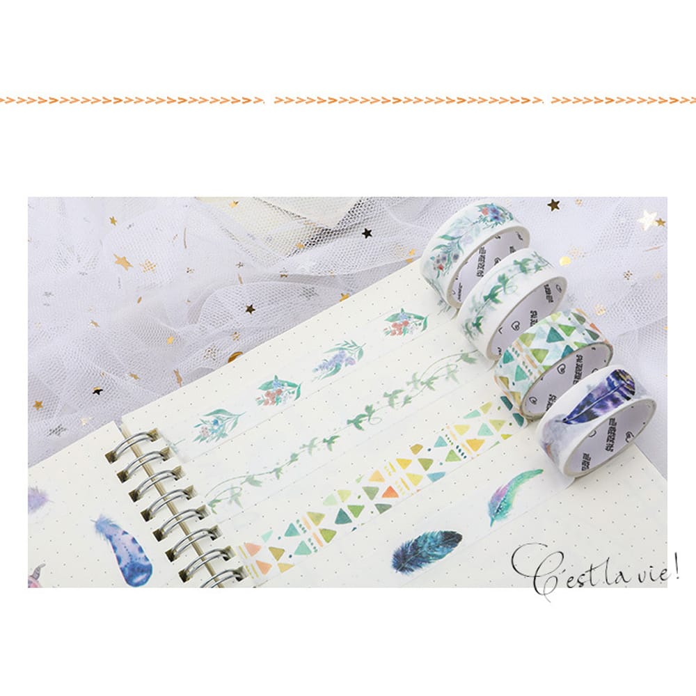 Washi Tape Set 4 Rolls 30mm 15mm 5mm Wide Decorative - Heart of Ocean