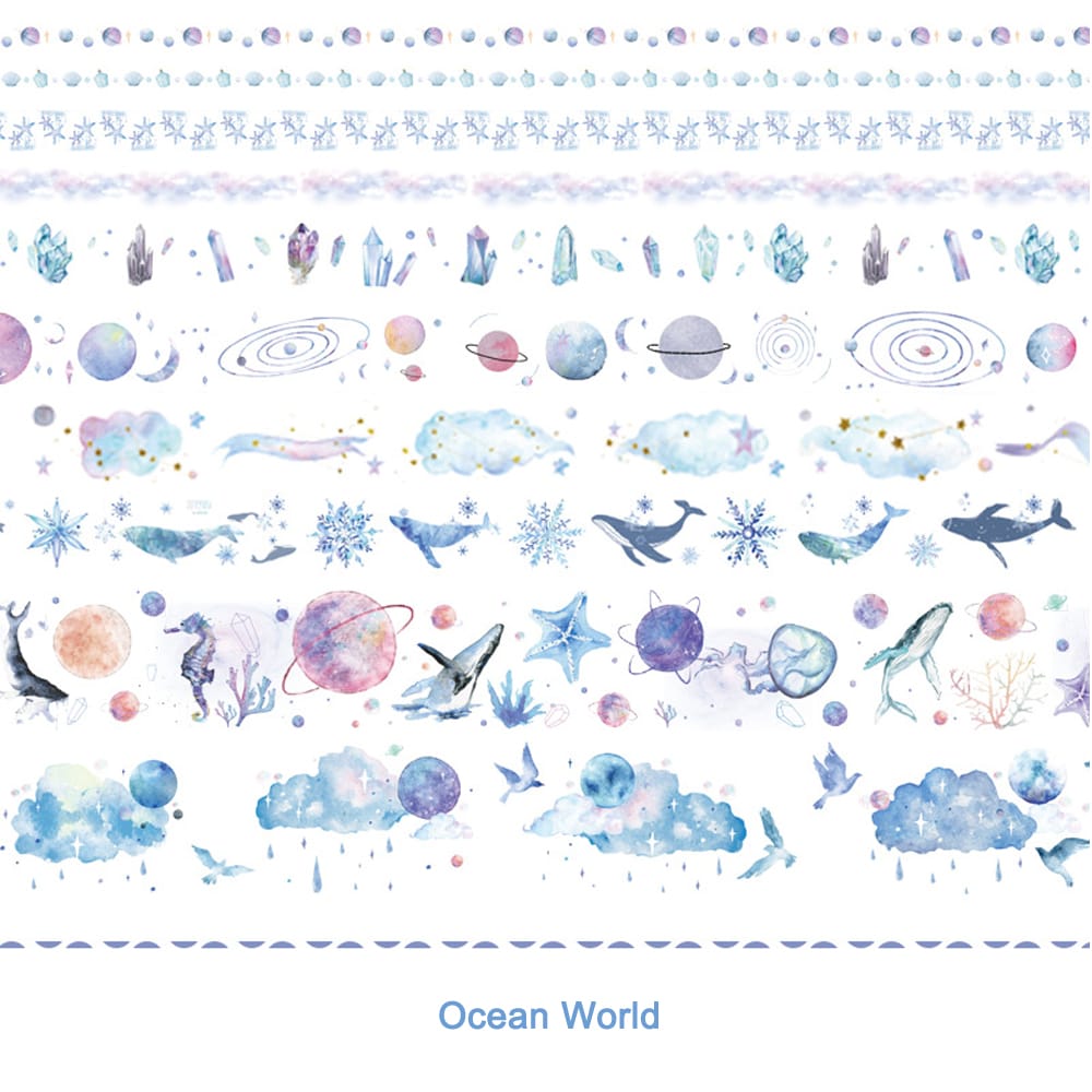 Washi Japanese Paper Tape Scrapbooking Tape Rolls 2 Meters - Ocean World