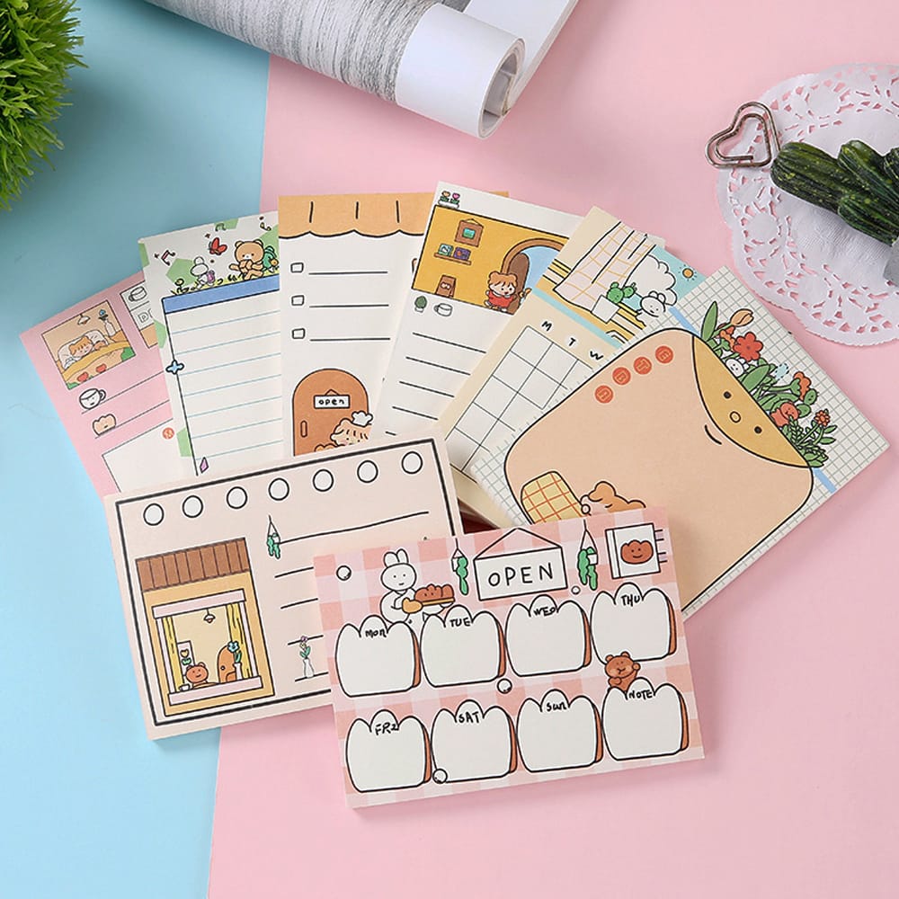 50 Sheets Portable Cartoon Sticky Notes To Do List Notepad - E